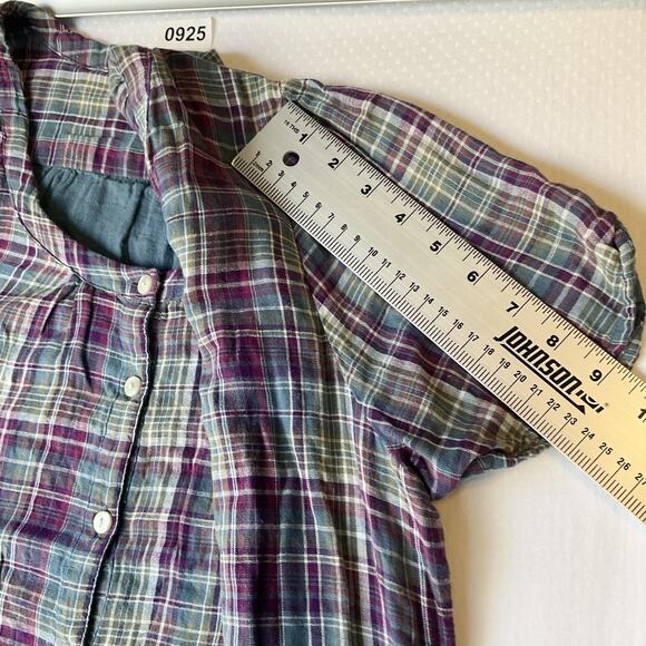 Converse One Star Women Dress 2 Plus Size Purple Plaid Shirt Dress Casual Button - Picture 6 of 11